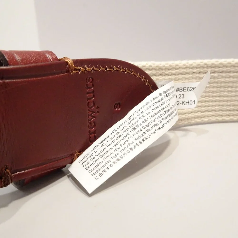 J. Crew Boys Crewcuts Christmas Tree Red Truck Canvas Leather Belt Size S Brown